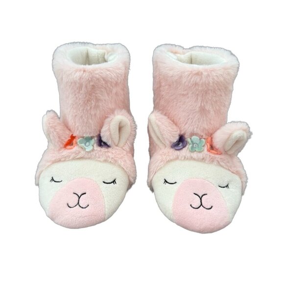 Cat & Jack Other - Cat & Jack Llama Animal Face Bootie Slippers Plush Pink Girls XL 11/12